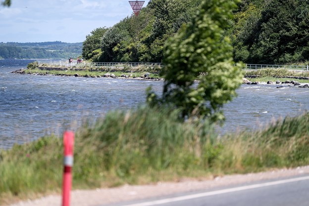 Flere steder langs fjorden mellem Mariager og Fladbjerg er skrænten stejl, ligesom der ligger store sten i vandkanten. Derfor er rækværket nødvendigt, mener Jørgen Hammer Sørensen (DF).Foto: Torben Hansen Line Lykkegaard Skou og Torben Hansen (foto)